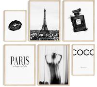 Hambient Laminas Decorativas Pared para Cuadros Decoracion Salon Modernos, Dormitorios, Habitacion, Posters SIN Marco (Paris Coco Perfume, 4x 30x40 cm, 2x 21x30 cm - Sin Marcos)