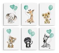 Hambient Laminas Infantiles para Cuadros Habitacion Bebe Decoracion Niño Niña (21 x 30 cm - Sin Marco, Animales Africa Unisex)