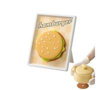 Hamburger Silicone Coaster Set Heat Resistant - Sky Blue Light Yellow 20.7x16.4x3cm 330g - Magnetic Frame Storage Placemat For Home Camping Office Travel