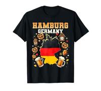 Hamburgo Alemania Souvenir Bandera Alemana Mapa Hamburgo Vacaciones Camiseta