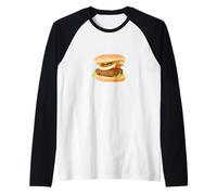 Hamburguesa con Queso clásica con Tomate, Lechuga, Cebolla y encurtidos Camiseta Manga Raglan