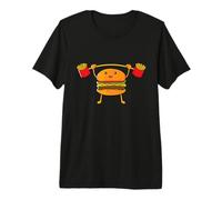 Hamburguesa de elevación de Patatas Fritas Divertido Comida Pun Snatch Squat Barbell Camiseta Premium