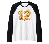 Hamburguesa divertida de 12 cumpleaños con papas fritas número 12 Camiseta Manga Raglan