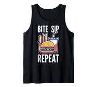 Hamburguesa, papas fritas, bebida. Morder. Sorbo. Repetir. Camiseta sin Mangas