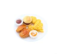 Hamburguesa realista de carne en miniatura con verduras, accesorio de resina para casa de muñecas para proyectos de diorama y pasatiempos, rojo, 4 x 4 cm (pollo frito)