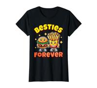 Hamburguesas Fritas Divertidas de Besties Forever para niños y Hombres Camiseta gráfica económica, Mujer, Negro, S