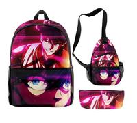 Hamender Blue Lock Anime - Mochila + bolsa de hombro + estuche para bolígrafo, estampado Isagi Yoichi, espaciosa y organizada, tela Oxford duradera, para la escuela, viajes y fanáticos del anime, Tipo