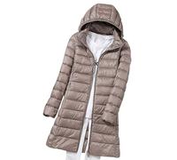 Hamender Chaqueta ligera de plumón para mujer, chaqueta acolchada larga para mujer, abrigos acolchados para mujer, chaquetas hinchadas con capucha de gran tamaño, abrigo de plumas impermeable para