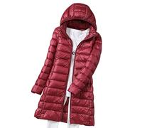 Hamender Chaqueta ligera de plumón para mujer, chaqueta acolchada larga para mujer, abrigos acolchados para mujer, chaquetas hinchadas con capucha de gran tamaño, abrigo de plumas impermeable para