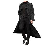 Hamender Gabardina formal para hombre, chaqueta larga de lana de negocios, abrigo largo de lana con doble botonadura, abrigo largo de lana con doble botonadura, Tipo 1, M