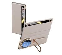 HAMEXLN Carcasa para Honor Magic V5, Correa De Muñeca Soporte Funda Cuero Auténtico Ventana De Visión Transparente Abatible Protección Caso,Rosado,V5