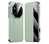 HAMEXLN Carcasa para Huawei Mate 80 Pro Max/80 Pro/80, Ventana De Visión Transparente Funda Cuero Genuino Adsorción Magnética Abatible Protección Caso,Verde,80 Pro MAX