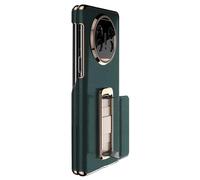 HAMEXLN Carcasa para Huawei Mate X6, Soporte Plegable Correa De Muñeca Funda Trasera Cuero Auténtico Protección De Cámara Bisagras Estuche,Verde,Mate X6