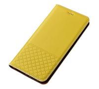 HAMEXLN Carcasa para iPhone 17 Pro Max/17 Pro/Air/17, Cartera Plegable Funda Cuero Auténtico Abatible Protectora Cuerpo Completo Caso,Amarillo,17