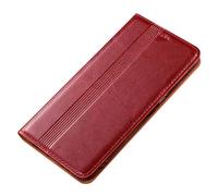 HAMEXLN Funda para iPhone 17 Pro Max/17 Pro/Air/17, Cuero Genuino Carcasa Billetera Función De Soporte Abatible Protección Completa Caso,Rojo,17 Pro MAX