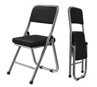 HAMHAIGO Juego de 2 Sillas Plegables de Cocina, Cómodas Sillas Plegables con Funda de Cuero, Silla de Comedor Plegables para Cocina, Interior, Exterior, Sala de conferencias, Negro-a