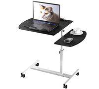 HAMHAIGO Schrebitisch Standpult Höhe verstellbar 60x40 cm Computertisch Schwarz Beistelltisch Pflegetisch Laptoptisch PC Tisch mit Rollen für Büro Bett Sofa Hospitalen Krankenpflege lesen