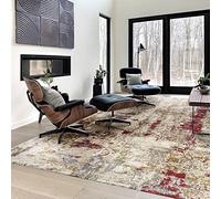 HAMID - Alfombra de Lana Alpes Contemporánea, Alfombra Moderna Suave, Alfombra Rectangular Grande para Salón, Dormitorio, Sala de Estar (Beige Rojo, 230x160cm)