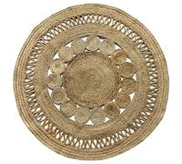 HAMID - Alfombra de Yute Alhambra Nazarí Color Natural Redonda, Alfombra 100% Fibra Natural de Yute, Diseño Trenzado, Hecho a Mano, Alfombra para Decoración, Salón, Habitacón, (150x150cm)
