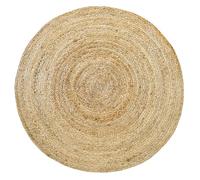 HAMID Alfombra Yute Alhambra Color Natural Redonda, Alfombra 100% Fibra de Yute, Trenzado a Mano para Salón, Habitacón, Decoración, (100x100cm)