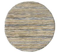 HAMID - Alfombra Yute Lana Olivia, Alfombra Lana y Yute, Tejida a Mano Tejida para Salon, Dormitorio, Sala de Estar (100x100cm, Azul Jaspeado)