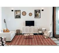 HAMID - Alfombra Yute Lana Olivia, Alfombra Lana y Yute, Tejida a Mano Tejida para Salon, Dormitorio, Sala de Estar Color Rojo Natural, (160x230cm)