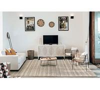 HAMID - Alfombra Yute Lana Olivia, Alfombra Lana y Yute, Tejida a Mano Tejida para Salon, Dormitorio, Sala de Estar Blanco Natural, (160x230cm)