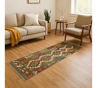 HAMID - Alfombras Kilim, Alfombra Kilim Herat, Alfombra Étnica, Alfombras Salón Kilim, Tejida a Mano, 100% Lana, Kilim de Salón, Dormitorio, Comedor, (199x72cm)