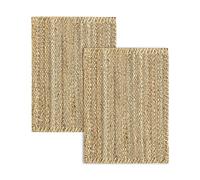 HAMID - Pack 2 Alfombras de Yute Granada 100% Fibra de Yute Natural - Alfombras Suave - Tejida a Mano - Alfombra de Salón, Comedor, Dormitorio, Pasillos, Entrada - Natural (70x50cm) 2uds…