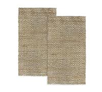HAMID-Pack 2 Alfombras Yute Alcázar 110 x 60 cm, Alfombras 100% Fibra de Yute, Trenzado a Mano, Alfombras de Salón, Comedor, Dormitorio, Pasillos, Color Natural (110 x 60 cm) 2uds