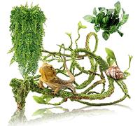 Hamiledyi Plantas de reptiles flexibles para trepar en la selva, rama de terrario, hojas de plástico flexible, decoración de hábitat para mascotas, dragón barbudo, lagarto, rana, serpiente, accesorios