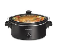Hamilton Beach Stay or Go 33261 - Olla de cocción lenta portátil con tapa (apta para lavavajillas, 6 cuartos), color negro