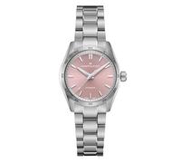 Hamilton Jazzmaster Performer - Reloj automático para hombre, caja de acero inoxidable de 34 mm, fabricado en Suiza, esfera rosa, resistente al agua hasta 100 m, cristal de zafiro, movimiento de 3