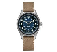 Hamilton Kaki Field - Reloj automático de titanio para hombre, caja de titanio de 42 mm, fabricado en Suiza, esfera azul, reloj de pulsera analógico, para hombre, resistente al agua a 100 m, cristal
