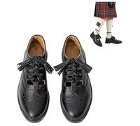 Hamilton Kilts Ghillie Brogues Cuero escocés Tradicional Zapatos de Falda Escocesa Oxford Cordones, Negro (UK 9 / EU 43)