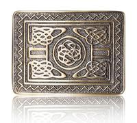 Hamilton Kilts Hebilla de cinturón para kilt escocés - Accesorio tradicional para kilt de las Tierras Altas - Latón macizo, Antique Brass Celtic