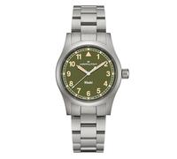 Hamilton Reloj de Cuarzo Caqui para Hombre, Caja de Acero Inoxidable de 38 mm, Fabricado en Suiza, Esfera Verde, Reloj analógico para Hombre, Impermeable a 50 m, Cristal de Zafiro, Correa de Acero