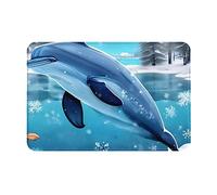 HAMISBEL Felpudo Winter The Dolphin, 40.6 x 61.0 cm, adecuado para baño, cocina, dormitorio, decoración del hogar, fácil de limpiar.