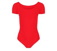 Hamishkane Body de manga corta para niñas, leotardo de ballet y ballet para niños, liso, elástico, de microfibra, rosso, 7-8 años