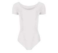Hamishkane Body de manga corta para niñas, leotardo de ballet y ballet para niños, liso, elástico, de microfibra, blanco, 9-10 años