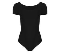 Hamishkane Body de manga corta para niñas, leotardo de ballet y ballet para niños, liso, elástico, de microfibra, Negro, 5-6 años