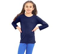 Hamishkane® Camiseta escolar de manga larga para niños, camiseta básica de cuello redondo elástica para niñas, camisetas casuales y cómodas para niños - Camisetas escolares para niños y niñas, azul