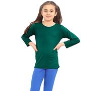 Hamishkane Camiseta escolar de manga larga para niños, color liso, cuello redondo, elástica, de manga larga, casual y cómoda, camisetas para niños - Camisas escolares para niños y, verde botella, 7-8