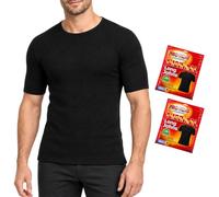 Hamishkane® Chalecos térmicos de manga corta para hombre, ropa interior | Paquete de 2, ropa interior térmica de forro polar cepillado para hombre, capas base de manga corta, camisetas térmicas para