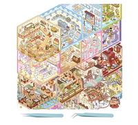 HAMKU 30 Piezas de Pegatinas Paisajismo Bricolaje, Terapia de Pegatinas 3D con Pinzas, Kit de Pegatinas para Casas en Miniatura para Adultos y Niños, Con 2 Pinzas Azules