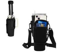 HAMKU Bolsa Para Stanley Cup,40oz Bolsa Porta Botella De Agua Para Stanley Tumbler,Funda Termica Botella Agua Con Correa De Hombro Ajustable y Mosquetón Para Viajes,Camping,Ciclismo-Negro