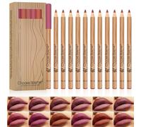 HAMKU Juego de lápices de labios delgados de 12 colores, Longwear Smooth Lip Pencil Cremiger Lip Liner Lápiz labial mate resistente al agua, maquillaje de labios natural altamente pigmentado (A, M)