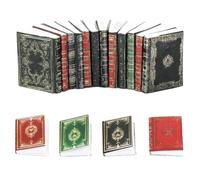 HAMKU Miniaturas Libros para casa de muñecas Minilibros Accesorios para casa de muñecas 1:12 Libros en miniatura Decoración para casa de muñecas Sala de estudio de casa de muñecas, 15 piezas