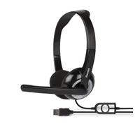 Hamlet Auriculares con micrófono HHEADMUS – Binaurales de diadema, alámbricos 1,8 m, negro