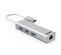 Hamlet XHUB330LAN concentrador y Perno USB 3.0 (3.1 Gen 1) Type-A 5000 Mbit/s Plata